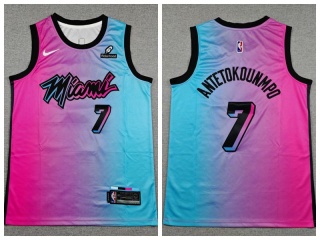 Miami Heat #7 Giannis Antetokounmpo City Jersey Light Blue/Pink Fade