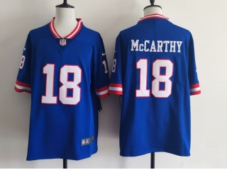 New York Giants #18 J.J. McCarthy Throwback Limited Jersey Blue